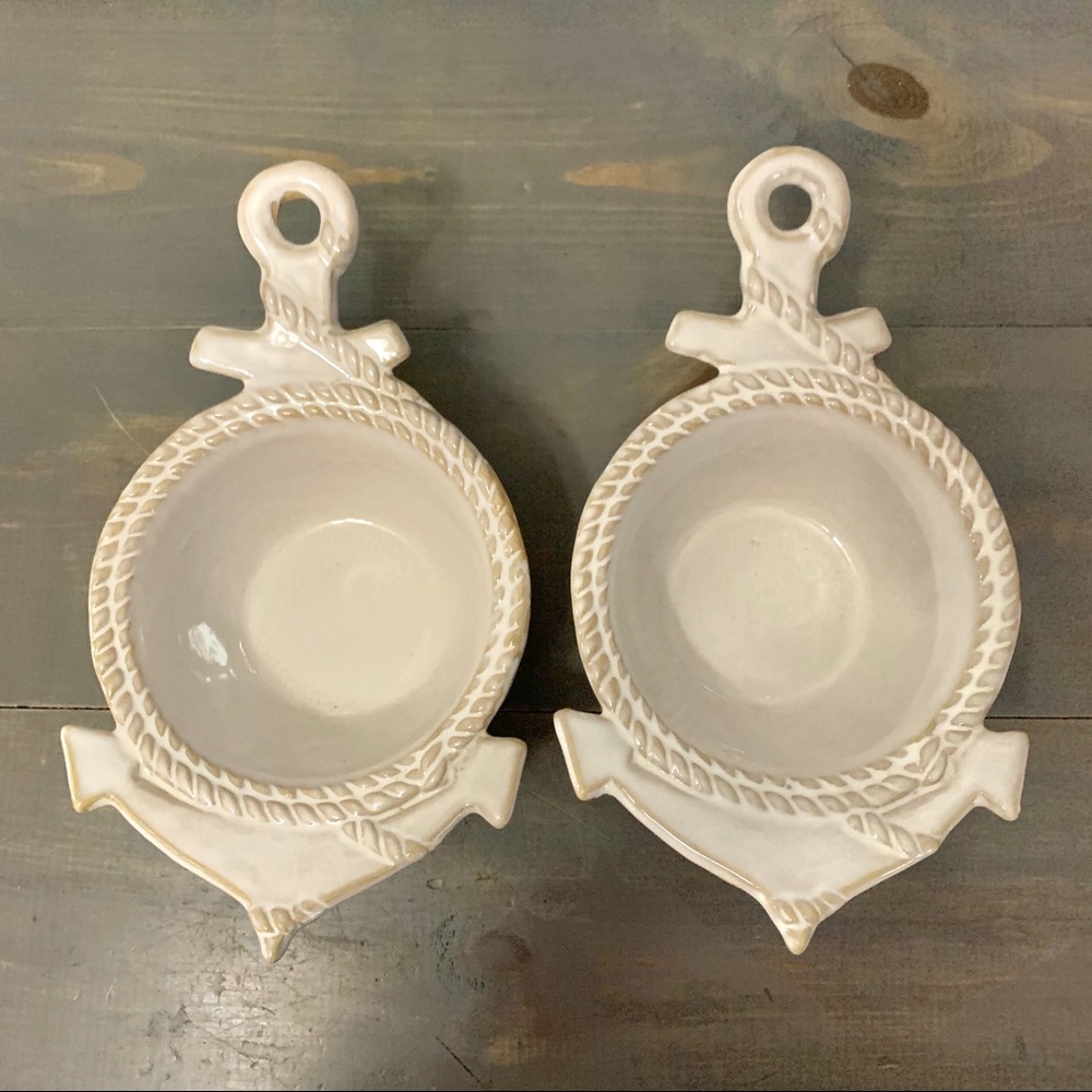 Nautical Anchor Decorative Ceramic Bowls Set of 2 - Picture 2 of 9